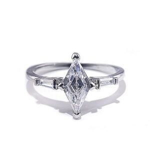 Sparkling Marquise Platinum 925 Silver Simulated‎ Diamond Ring Silver Size 6